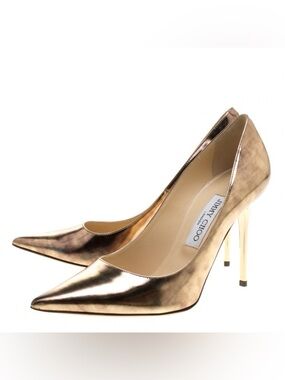 Jimmy Choo Vintage Mirror Leather Abel Pointed Pumps Size 37.5